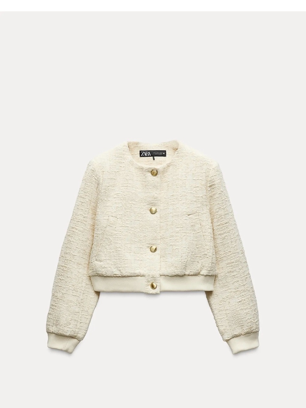 ZARA Textured Weave Bomber Jacket